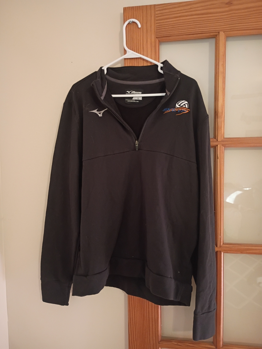 Mizuno Black Men's Quarter-Zip Hoodie with Volleyball Embroidery